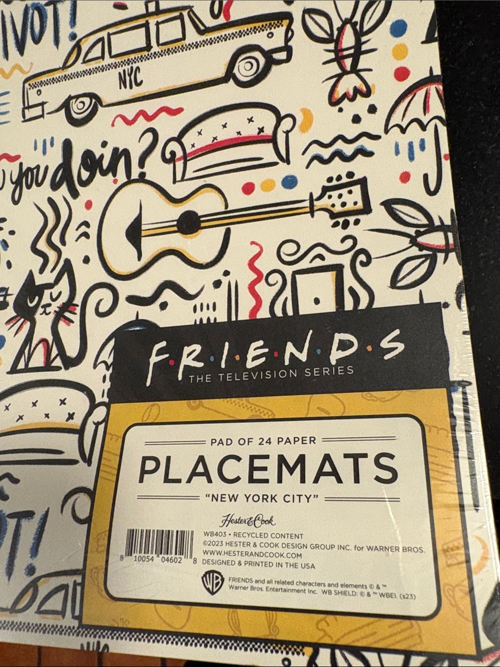 FRIENDS TV Sitcom —Hester and Cook paper placemats— 2023 -24 count